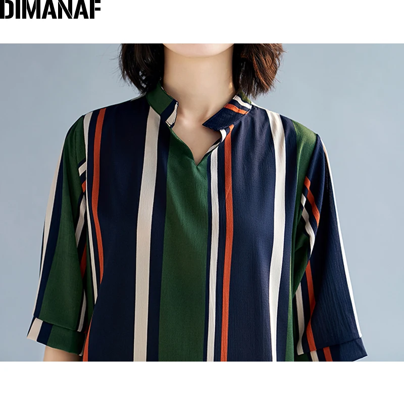DIMANAF Plus Size Women Blouse Shirts Chiffon Summer Lady Tops Tunic Basic V-Neck Female Clothes Loose Casual Print Striped 2019
DIMANAF Plus Size Women Blouse Shirts Chiffon Summer Lady Tops Tunic Basic V-Neck Female Clothes Loose Casual Print Striped 2019
