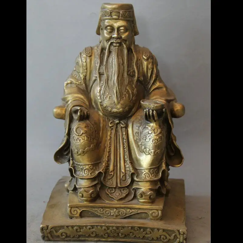 815 + 8 "Китайский Латунь Народная Богатство Стул Земли дедушка Статуя|statue| |