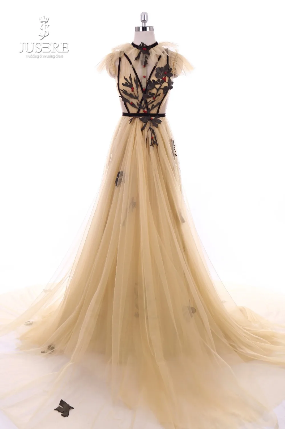 Jusere 2019 Haute Couture Real Photos Contrast Color Appliques Yellow Prom Gowns Lolita Neck Party Dresses Illusion Waist
Jusere 2019 Haute Couture Real Photos Contrast Color Appliques Yellow Prom Gowns Lolita Neck Party Dresses Illusion Waist