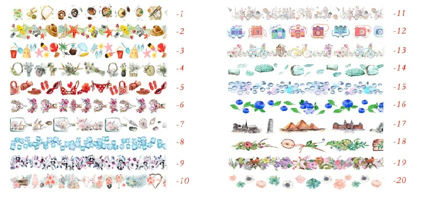 20Designs Gemstone/Seashell/Garland/Food/Camera/Rose/Flowers Japanese Washi Decorative Adhesive DIY Masking Paper Tape Sticker
20Designs Gemstone/Seashell/Garland/Food/Camera/Rose/Flowers Japanese Washi Decorative Adhesive DIY Masking Paper Tape Sticker