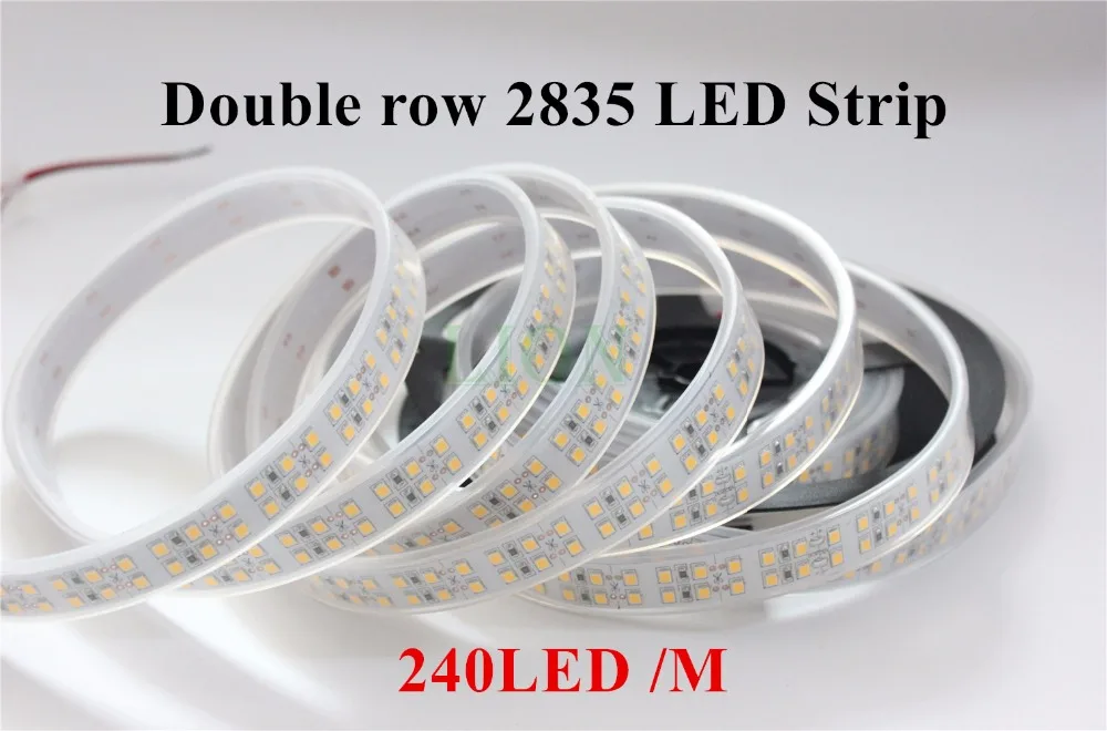 

5M Double Row 1200 leds White /Warm white 2835 Led Strip WaterproofIP20 / IP67 240 leds/m more brighter than 3528 strip
