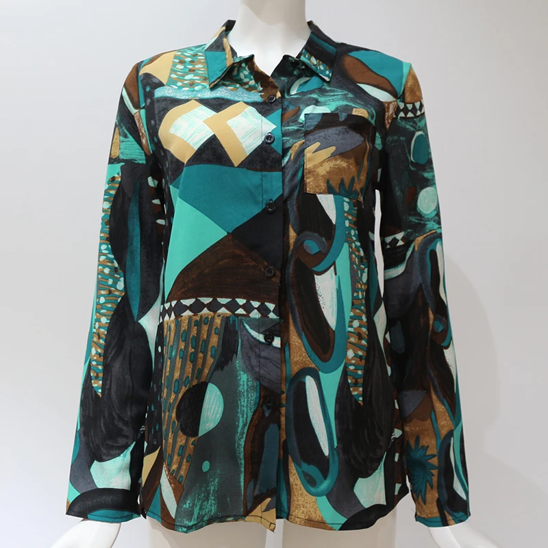 Breathable Women's Chiffon Blouses Long Sleeve Turn Down Collar Office Shirt Geometric Print Casual Tops Plus Size Chemise Femme
Breathable Women's Chiffon Blouses Long Sleeve Turn Down Collar Office Shirt Geometric Print Casual Tops Plus Size Chemise Femme