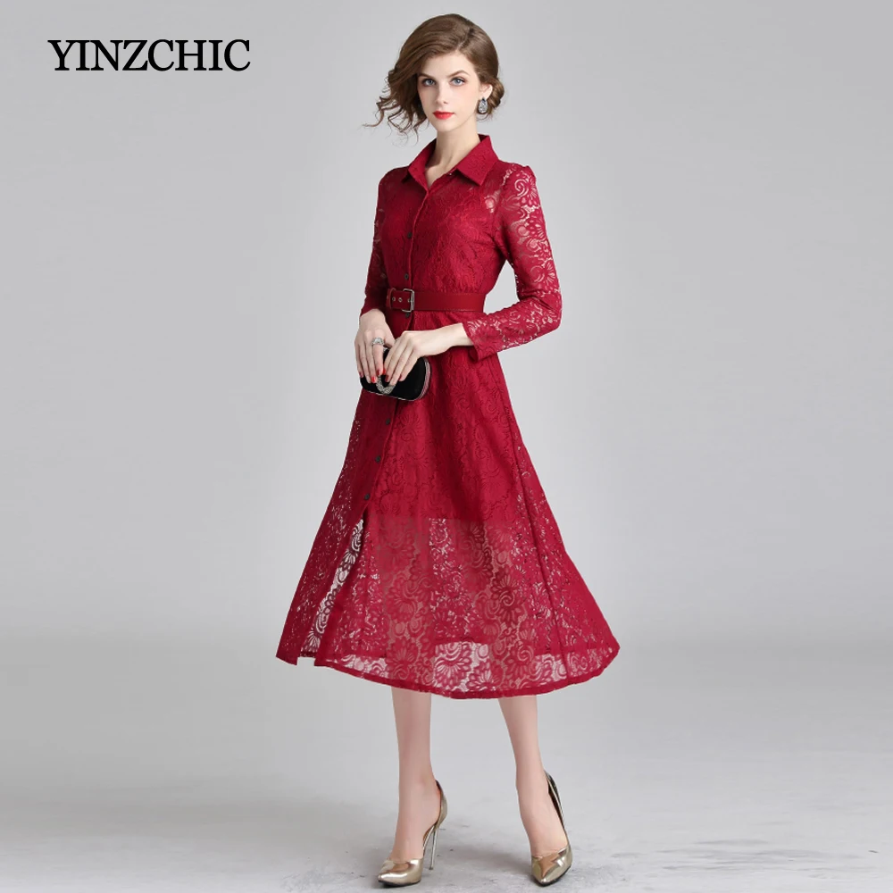 Solid Burgundy Womans Lace Dress Autumn New Female Midi Party Dress Hollow-Outed Laces Dresses Women Sash Waisted Slim Vestidos
Solid Burgundy Womans Lace Dress Autumn New Female Midi Party Dress Hollow-Outed Laces Dresses Women Sash Waisted Slim Vestidos