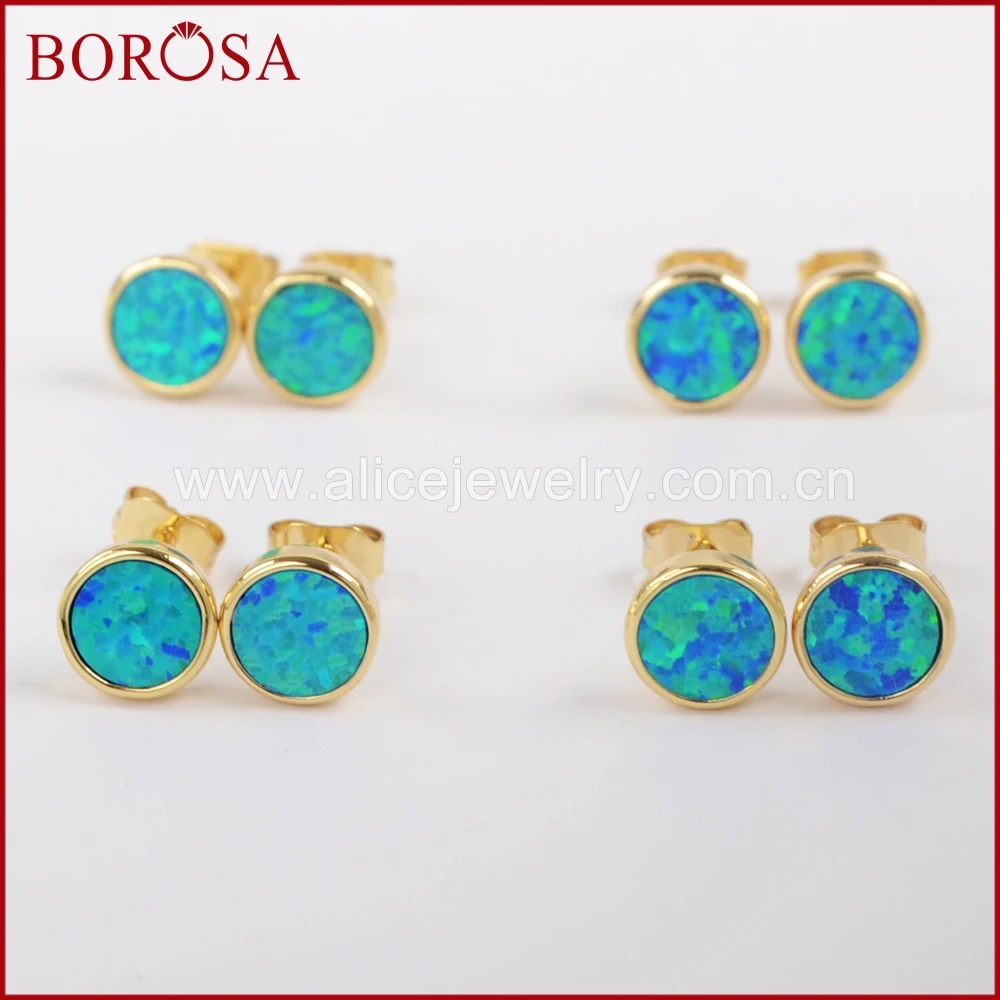 BOROSA 5Pairs High Quality Gold Color Bezel Round Blue Opal Stud Earrings for Women Druzy Jewelry, Fashion Drusy Earrings ZG0227
BOROSA 5Pairs High Quality Gold Color Bezel Round Blue Opal Stud Earrings for Women Druzy Jewelry, Fashion Drusy Earrings ZG0227