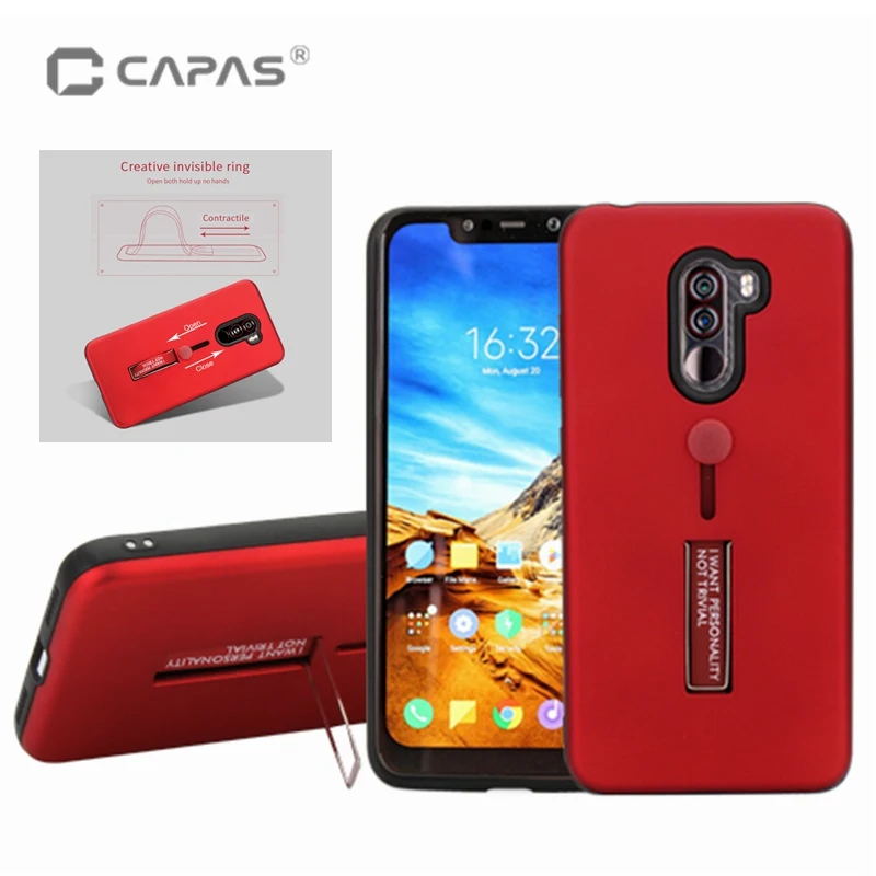 Чехол CAPAS для Xiaomi Pocophone F1 силиконовый чехол + телефона из поликарбоната подставка