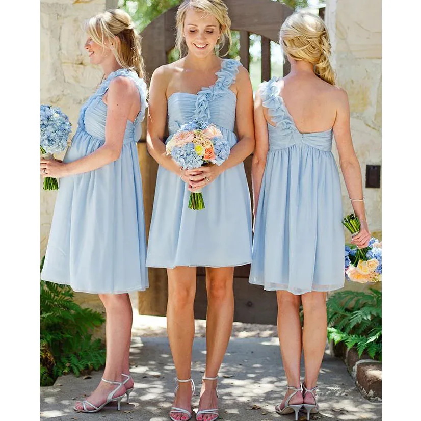 New Arrvial !2019 One-Shoulder Flowers PLeat Sky Blue Knee-Length Short wedding guest dress Custom-Made bridesmaid dresses
New Arrvial !2019 One-Shoulder Flowers PLeat Sky Blue Knee-Length Short wedding guest dress Custom-Made bridesmaid dresses