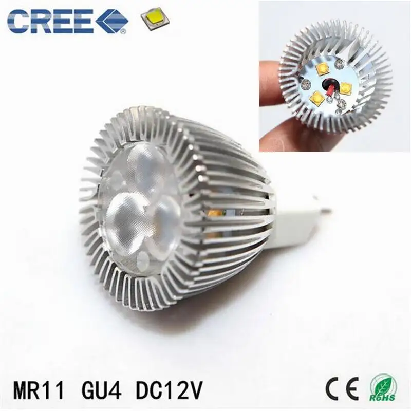 Лидер продаж алюминиевый светодиодный прожектор CREE 6 Вт MR11 GU4 3x2 30 градусов 3000K 6000K