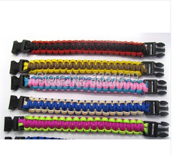 free DHL 100pcs Mix Colors Parachute Cord Emergency Paracord Survival Bracelet with Plastic Buckle Camping jewelry for Climbing
free DHL 100pcs Mix Colors Parachute Cord Emergency Paracord Survival Bracelet with Plastic Buckle Camping jewelry for Climbing