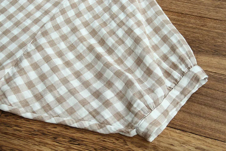 6252 new summer women Japan style loose cotton plaid stand collar blouse casual short sleeve pullover shirt women tops
6252 new summer women Japan style loose cotton plaid stand collar blouse casual short sleeve pullover shirt women tops
