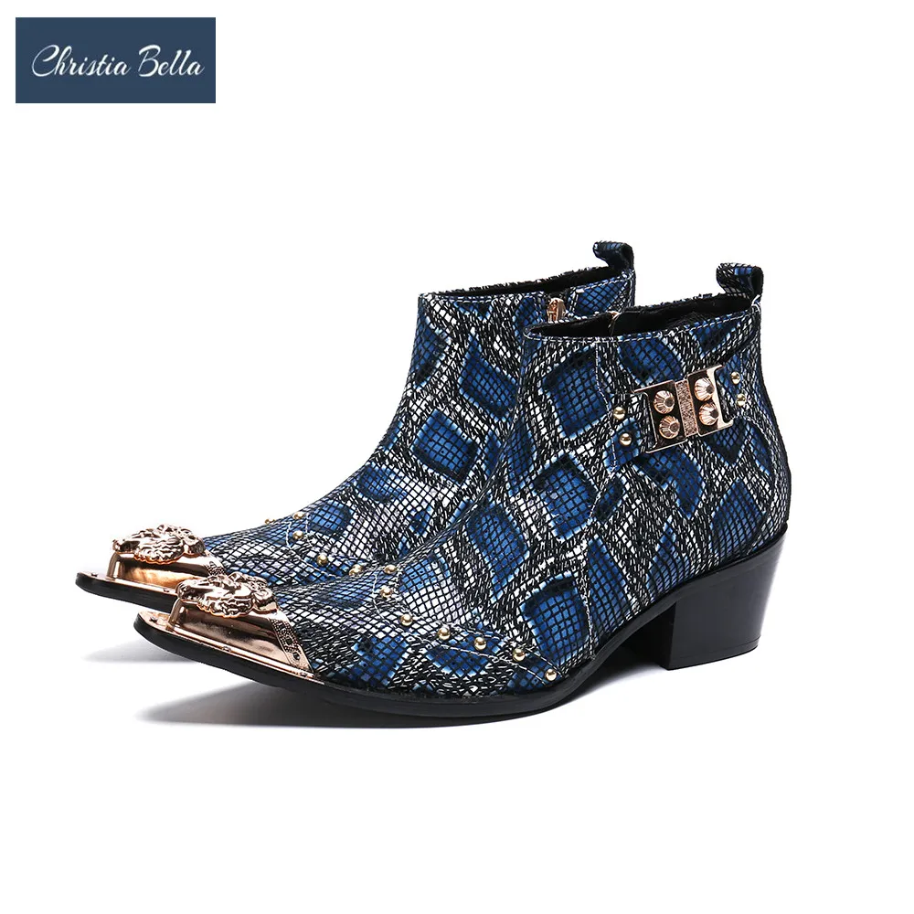 Christia Bella Winter Fashion Print Pointed Toe Men Ankle Boots Increase Height Party Dress Boots Genuine Leather Short Boots
Christia Bella Winter Fashion Print Pointed Toe Men Ankle Boots Increase Height Party Dress Boots Genuine Leather Short Boots