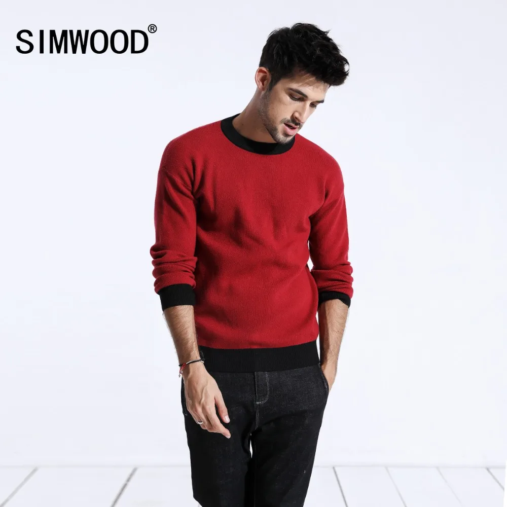 Мужской свитер с круглым вырезом SIMWOOD теплый приталенный трикотажный пуловер