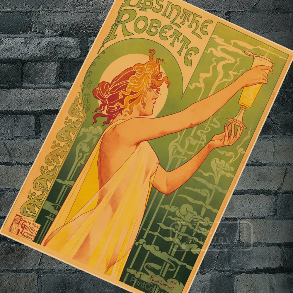 Ретро рекламные плакаты Absinthe Robette Ads классические настенные наклейки холст