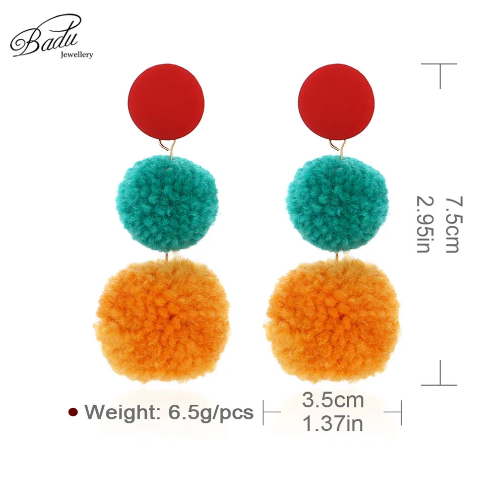 Badu Autumn Winter Pompom Earrings for Women Colorful Cotton Ball Pendant Long Dangle Drop Earring Jewelry for Christmas
Badu Autumn Winter Pompom Earrings for Women Colorful Cotton Ball Pendant Long Dangle Drop Earring Jewelry for Christmas