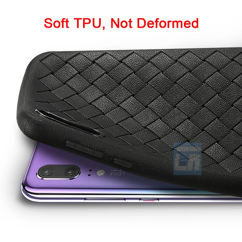 Woven Luxury Leather TPU Case for Huawei P20 lite Plus Braided Soft Shell Y3 Y6 Y7 2017 Prime Pro 2018 Y9 2019 Breathable