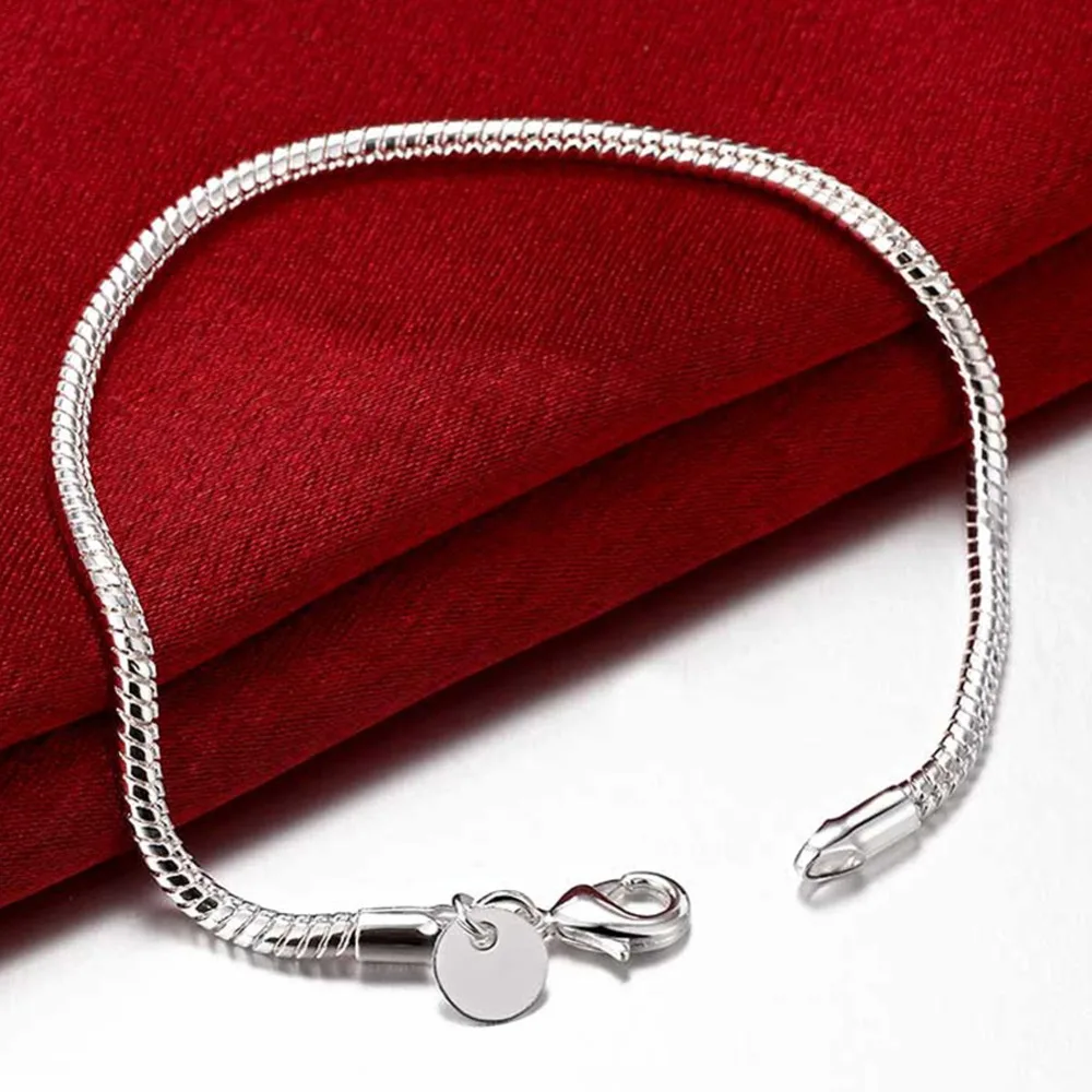 New Arrival 925 Sterling Silver Jewelry 3mm Snake Chain Bracelets for Women Men Trendy Jewelry
New Arrival 925 Sterling Silver Jewelry 3mm Snake Chain Bracelets for Women Men Trendy Jewelry