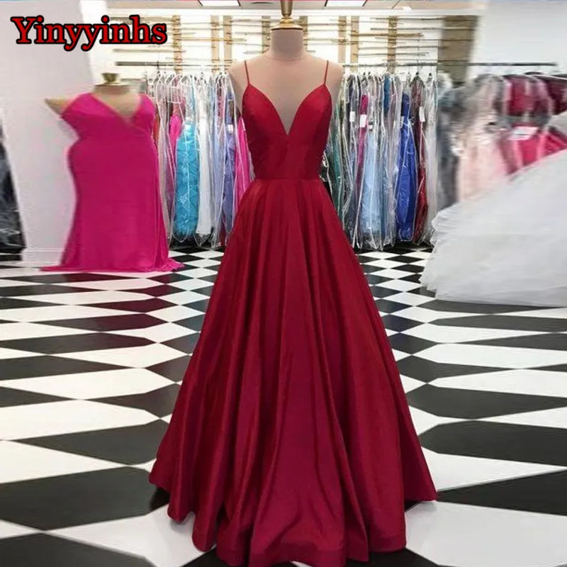 Custom Made A Line Red Royal Blue Spaghetti Straps V Neck Prom Dress with High Slit Satin Long Evening Gown 2020 with Pocket
Custom Made A Line Red Royal Blue Spaghetti Straps V Neck Prom Dress with High Slit Satin Long Evening Gown 2020 with Pocket