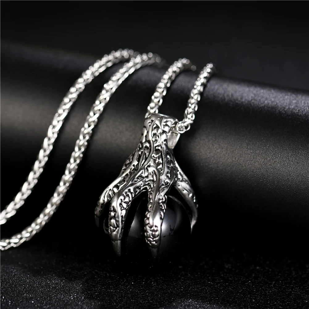 Punk Style Jewelry Black Dragon Claws Bead Gothic Men Pendant Necklace Silver Color Stainless Steel Chain Necklace
Punk Style Jewelry Black Dragon Claws Bead Gothic Men Pendant Necklace Silver Color Stainless Steel Chain Necklace