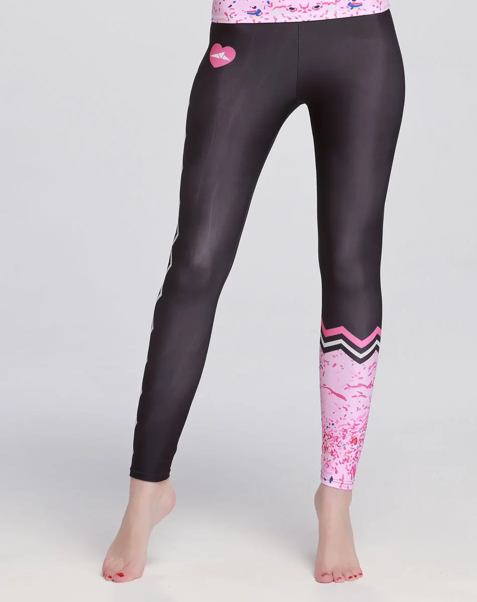 UPF 50+ Women's Leggings - Sun Protective Black with Pink Pattern Printed Running Tights
UPF 50+ Women's Leggings - Sun Protective Black with Pink Pattern Printed Running Tights