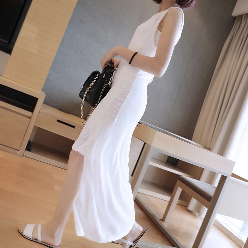 Sleeveless temperament knit vest split slim summer female 2019 summer new long dress
Sleeveless temperament knit vest split slim summer female 2019 summer new long dress