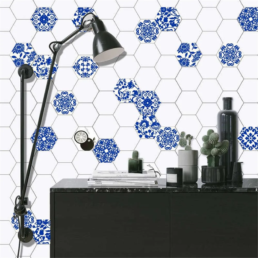 100% Brand New High Quality 10Pcs Hexagonal Wall Tiles Floor Stickers Kitchen Oil Proof Drop Shipping | Дом и сад