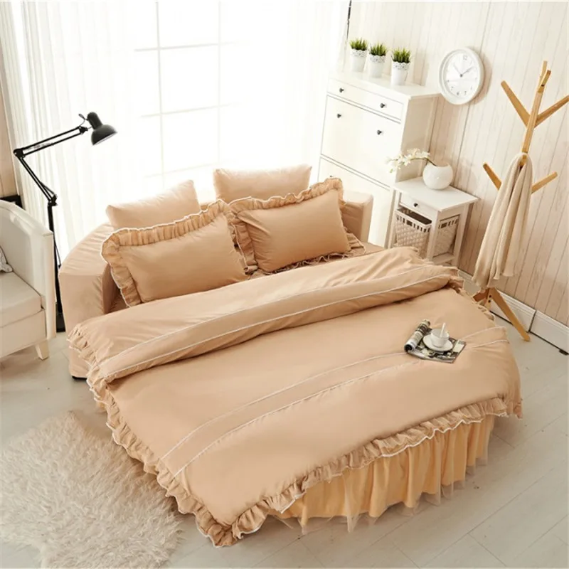 Home bedding round bedskirt + duvet cover + pillowcase 100% cotton bed set with Ruffles 4pcs/set Princess bedclothes 220*220cm
Home bedding round bedskirt + duvet cover + pillowcase 100% cotton bed set with Ruffles 4pcs/set Princess bedclothes 220*220cm