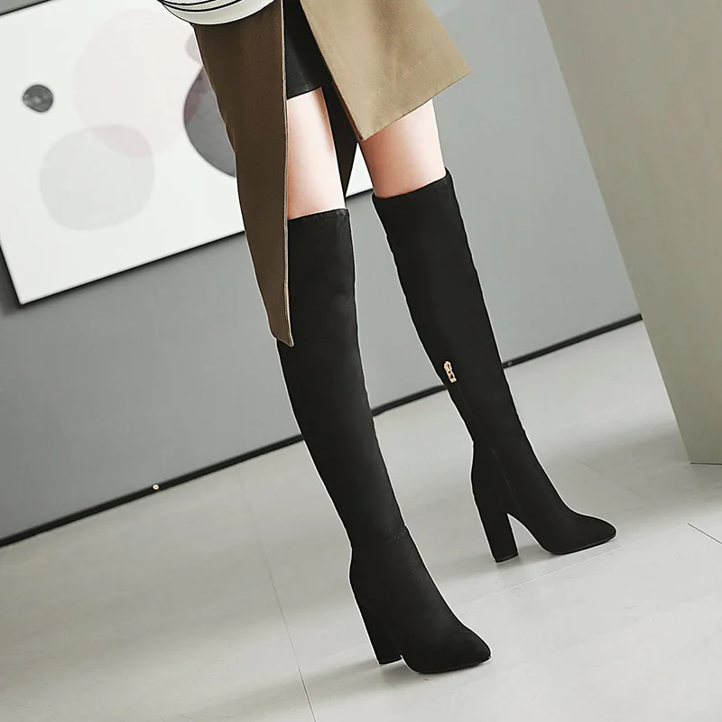 WETKISS Winter High Heels Women Boots Pointed Toe Zip Flock Footwear Over The Knee Female Boot Shoes Women 2018 Plus Size 46
WETKISS Winter High Heels Women Boots Pointed Toe Zip Flock Footwear Over The Knee Female Boot Shoes Women 2018 Plus Size 46