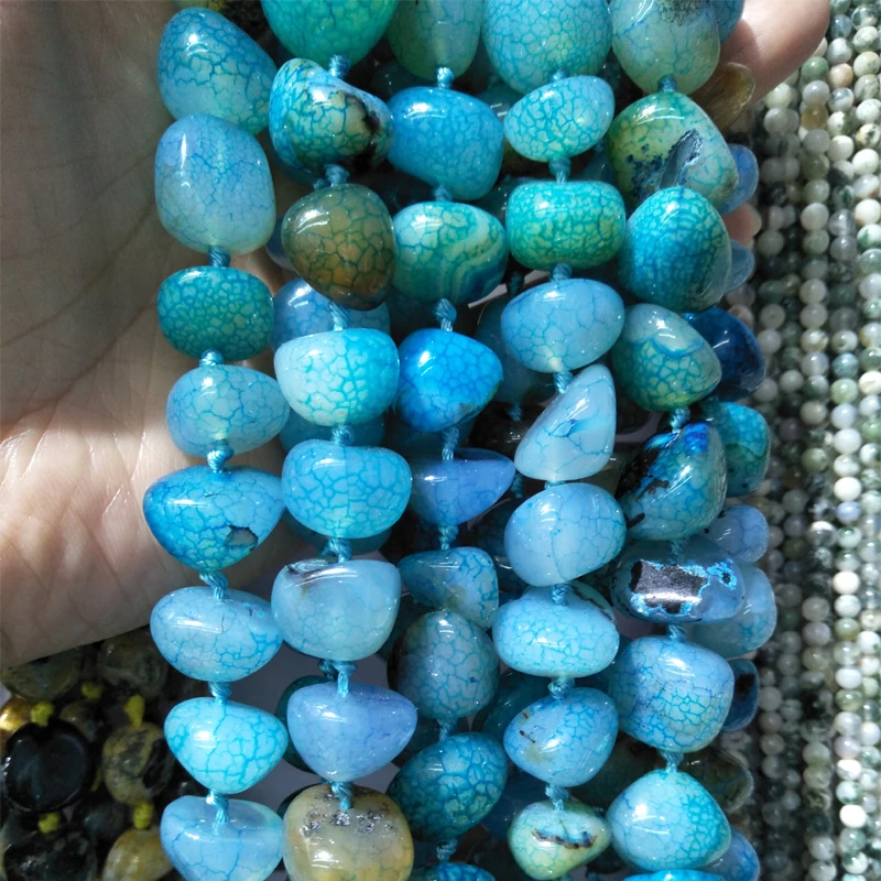 Wholesale Natural Blue Stone Bead Irregular Shape Agates Stone Beads 15-19mm For DIY Jewelry Making Strand 48cm Craft Material
Wholesale Natural Blue Stone Bead Irregular Shape Agates Stone Beads 15-19mm For DIY Jewelry Making Strand 48cm Craft Material