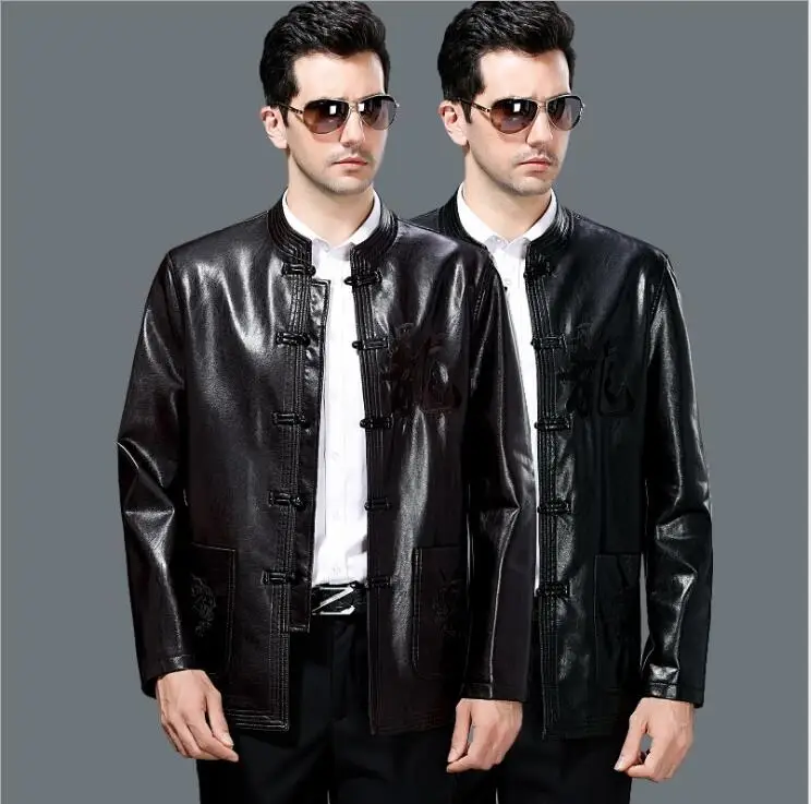 Spring Male Business Leather Jacket Clothing Men's Suit Collar Single Chinese Button Breasted Medium-Long Leather Coat Tang Suit
Spring Male Business Leather Jacket Clothing Men's Suit Collar Single Chinese Button Breasted Medium-Long Leather Coat Tang Suit