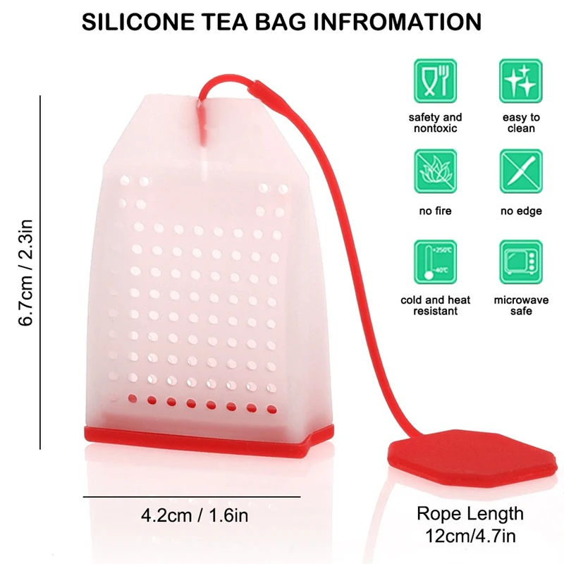 

Silicone Tea Infuser Bag FineGood Reusable Safe Loose Leaf Tea Bags Strainer Filter for Tea Drinker Utensils Random Color