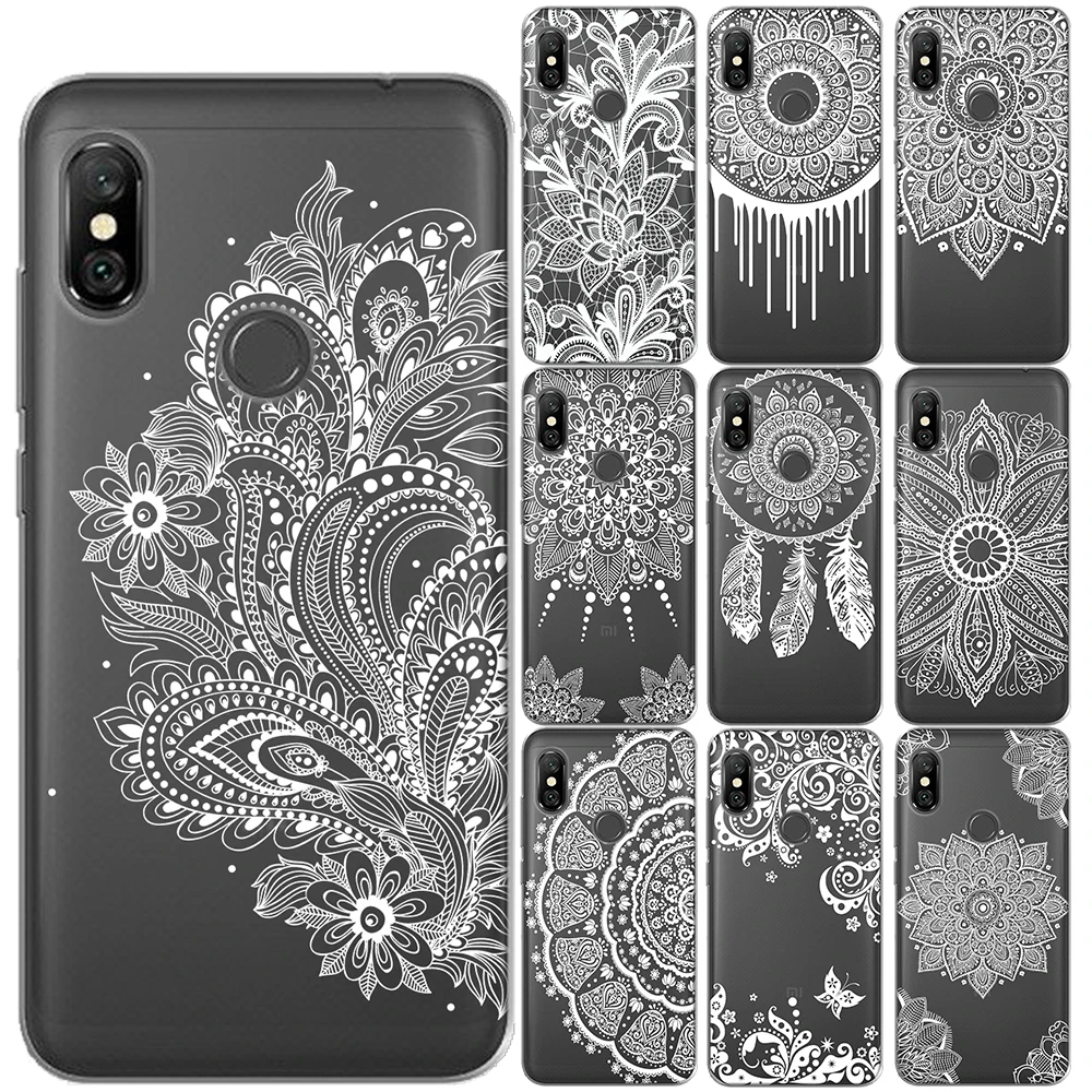 Чехол для Xiaomi Mi A1 A2 8 Lite 9 Pocophone F1 5X 6X белый цветочный кружевной чехол из ТПУ Redmi 5 5A 6