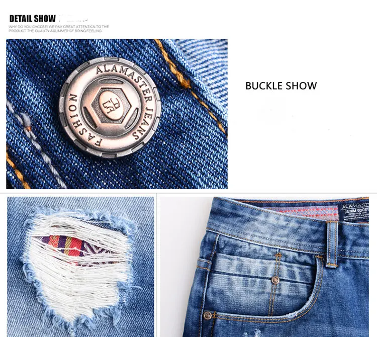 Straight Fit Men Ripped Hole Short Jeans Denim BlueFashion Summer Male Clothes Vintage Beggar Scratched Jeans Knee Length
Straight Fit Men Ripped Hole Short Jeans Denim BlueFashion Summer Male Clothes Vintage Beggar Scratched Jeans Knee Length