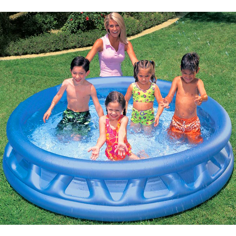 

Пластиковый однотонный синий надувной Круглый днище, отверстие для слива, большой размер, для игр в воде, для океана, семейный бассейн