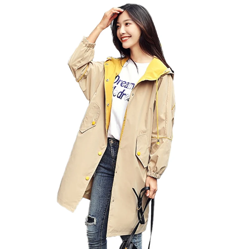 Fashion Hooded Trench coat Women 2019 Spring Autumn Students Casual Top Plus size Windbreaker Female Loose Long Trench Coat 2556
Fashion Hooded Trench coat Women 2019 Spring Autumn Students Casual Top Plus size Windbreaker Female Loose Long Trench Coat 2556