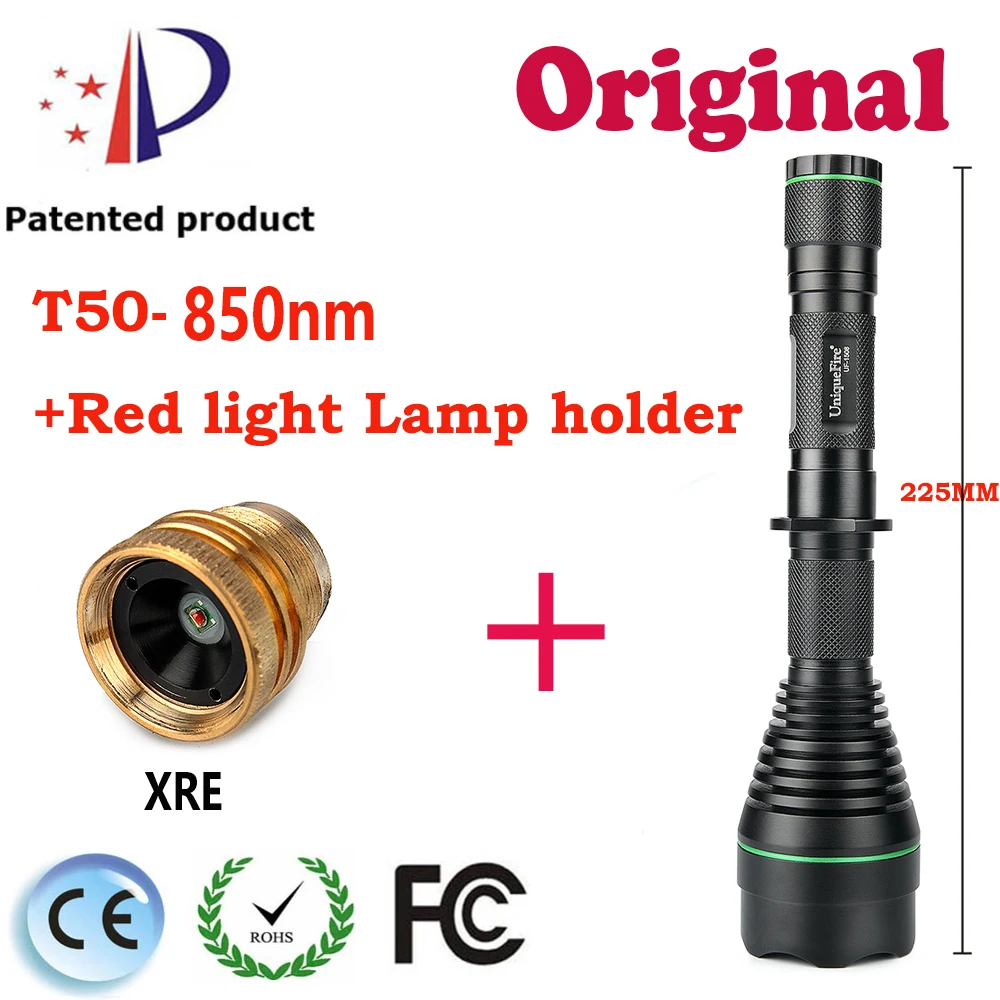 UniqueFire 1508 Original IR Flashlight 850nm 50mm Convex Lens Waterproof Torch+1508-XRE Drop-in Led Pill-Red Fit in Night
UniqueFire 1508 Original IR Flashlight 850nm 50mm Convex Lens Waterproof Torch+1508-XRE Drop-in Led Pill-Red Fit in Night