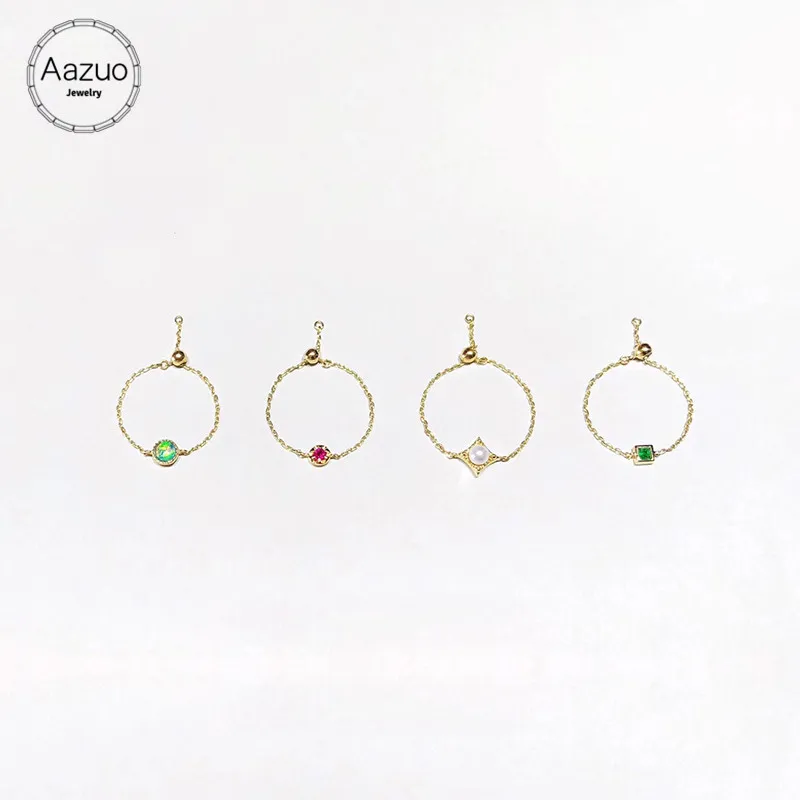 Aazuo 18K Yellow Gold Chain Ring Natural Opal Gemstones Ring Emerald Ruby for Woman Chain Love Gift Tiny Thin Engagement Ring
Aazuo 18K Yellow Gold Chain Ring Natural Opal Gemstones Ring Emerald Ruby for Woman Chain Love Gift Tiny Thin Engagement Ring