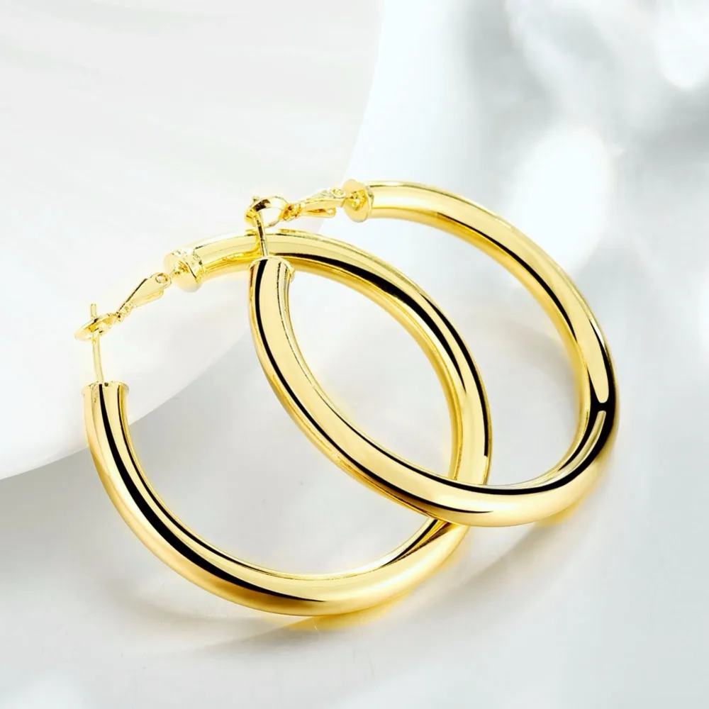 Female Earrings 5.0CM Big Smooth Round Earrings Gold Filled Women Earrings Jewelry Accessories Gifts Prata Brinco
Female Earrings 5.0CM Big Smooth Round Earrings Gold Filled Women Earrings Jewelry Accessories Gifts Prata Brinco