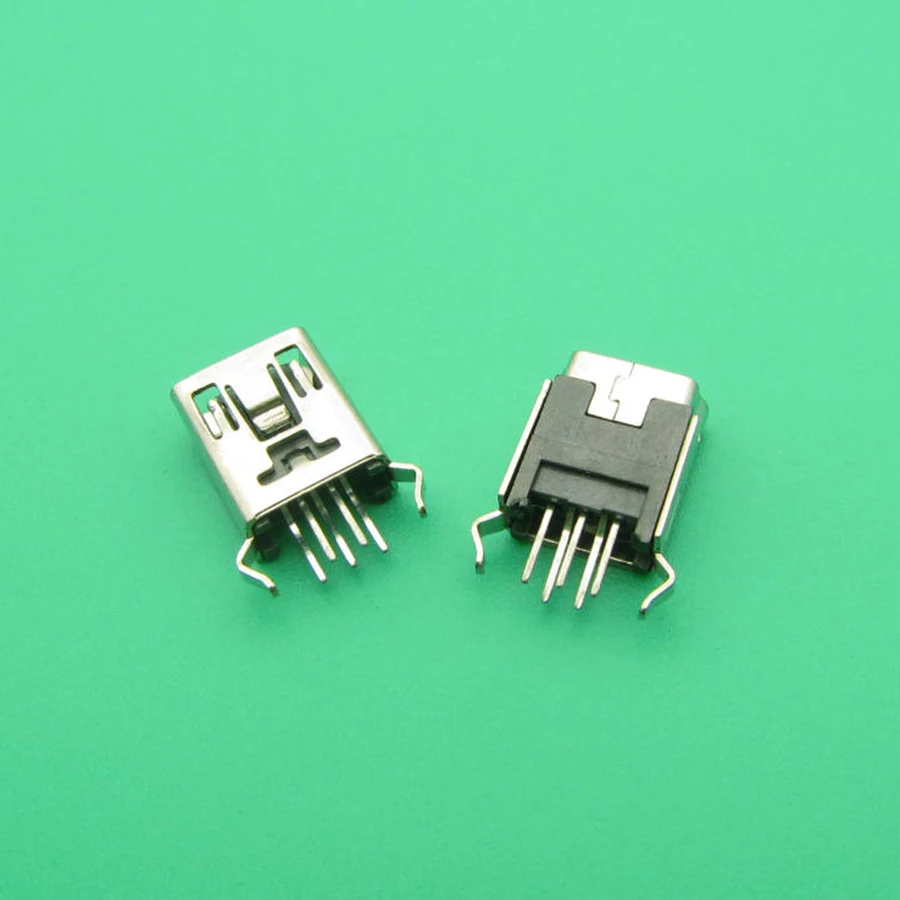 10 шт. мини USB Тип B гнездовой 5-контактный DIP вертикальные ноги PCB 180 градусов разъем