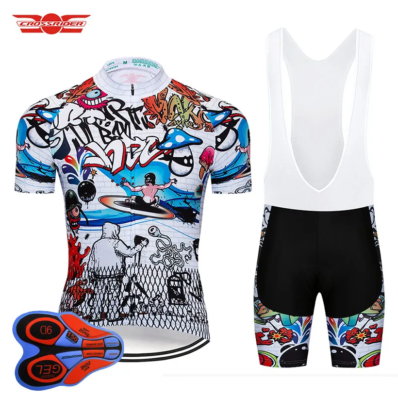 

Crossrider 2022 Art Cycling Jersey 9D Set MTB Uniform Bicycle Clothing Quick-Dry Bike Wear Clothes Men's Short Maillot Culotte