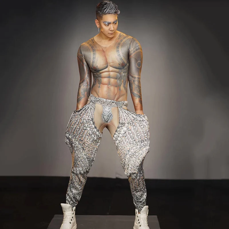 Stage Costumes For Singers Muscle Printed Jumpsuit Men Sexy Costume Male Celebrity Nightclub Dj Ds Dancer Rave Outfit DT1165
Stage Costumes For Singers Muscle Printed Jumpsuit Men Sexy Costume Male Celebrity Nightclub Dj Ds Dancer Rave Outfit DT1165