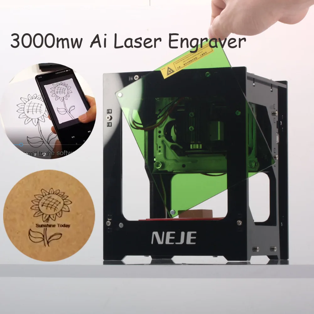 NEJE 3000 MW Ai лазерный Engraver 4pin TTL/PWM Control 445nm 6000mah полимерная литиевая батарея фрезерный