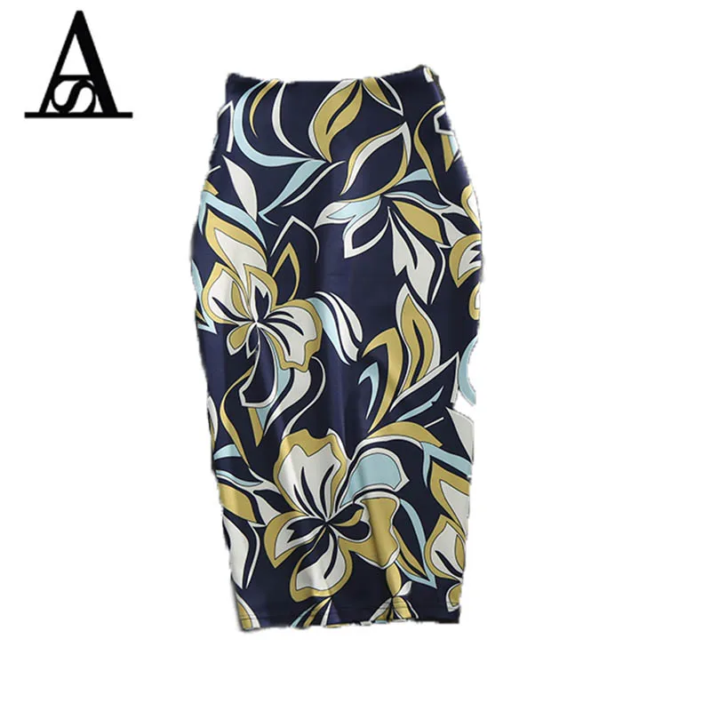 AITESEN Высокая Талия Bodycon юбки женщин модный принт Boho Стиль тонкий карандаш юбка