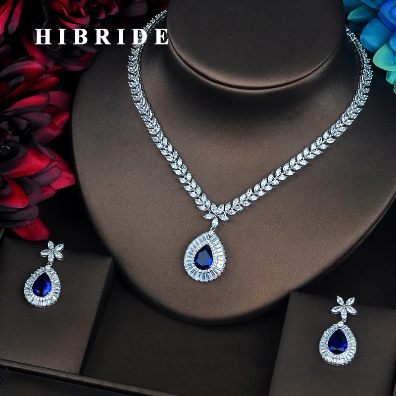 HIBRIDE Luxury Blue Water Drop AAA Cubic Zirconia Jewelry Set For Bride Wedding Dress Elegent Charm Accessories Party Gift N-505
HIBRIDE Luxury Blue Water Drop AAA Cubic Zirconia Jewelry Set For Bride Wedding Dress Elegent Charm Accessories Party Gift N-505