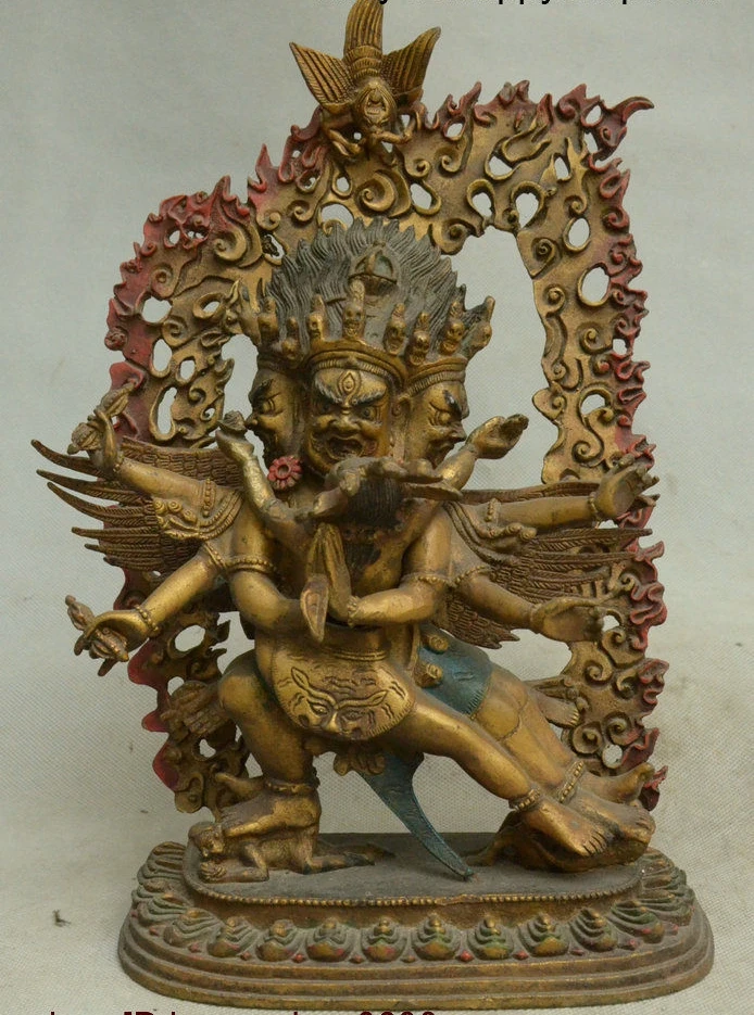 Tibetan Buddhism Temple Bronze Kalachakra Mahakala Wrathful Deity Buddha Statue 32cm
Tibetan Buddhism Temple Bronze Kalachakra Mahakala Wrathful Deity Buddha Statue 32cm