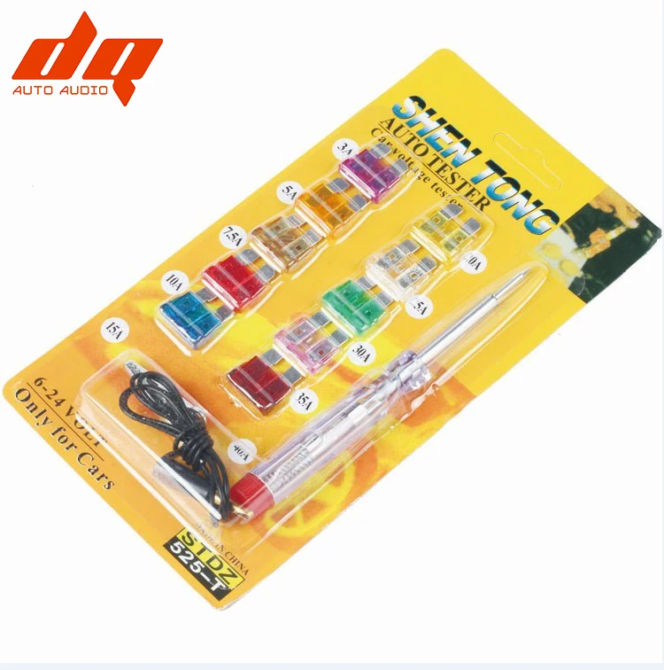 DC 6-24V 12V Auto Car Circuit Voltage Test Pen Fuse Car Diagnostic Tools Fuses Test Electrical Tool with 10pcs Blade Fuse 3A-40A
DC 6-24V 12V Auto Car Circuit Voltage Test Pen Fuse Car Diagnostic Tools Fuses Test Electrical Tool with 10pcs Blade Fuse 3A-40A