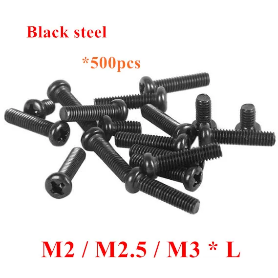 500pcs M2 M2.5 M3*3/4/5/6/8/10/12/16mm Screws Pan Phillips head machine screw Black steel
500pcs M2 M2.5 M3*3/4/5/6/8/10/12/16mm Screws Pan Phillips head machine screw Black steel