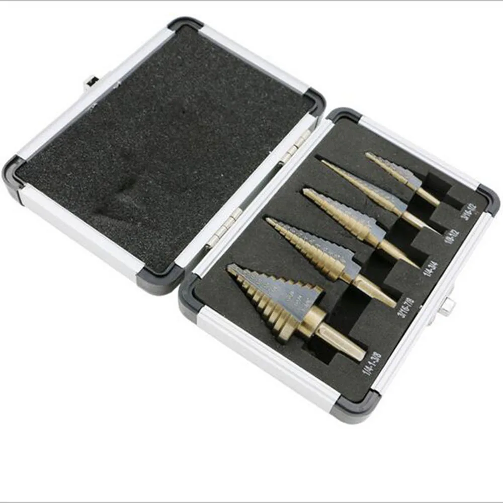 5pcs step cone drill set drill bits for metal tool box Hole Cutters power cones HSS high speed steel multiple ferramentas Brocas
5pcs step cone drill set drill bits for metal tool box Hole Cutters power cones HSS high speed steel multiple ferramentas Brocas