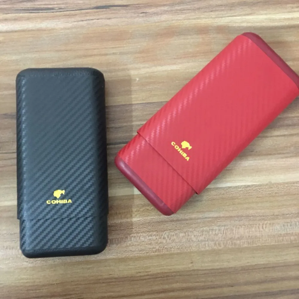 COHIBA дорожный футляр для сигар из углеродного волокна и кедрового дерева 3 трубки