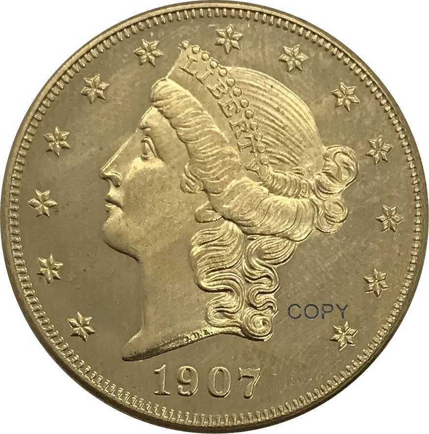 1907 D United States 20 Twenty Dollars Liberty Head Double Eagle with motto Gold coin Brass Collectibles Copy Coin
1907 D United States 20 Twenty Dollars Liberty Head Double Eagle with motto Gold coin Brass Collectibles Copy Coin