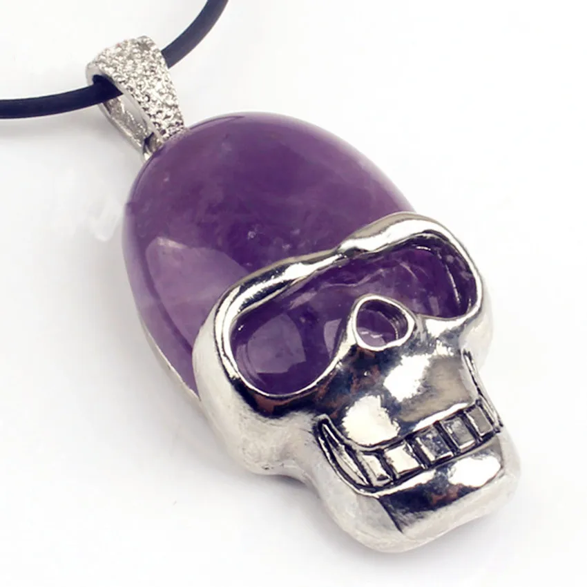 100-Unique 1 Pcs Punk Style Silver Plated Skull Head Shape Natural Purple Amethysts Stone Pendant
100-Unique 1 Pcs Punk Style Silver Plated Skull Head Shape Natural Purple Amethysts Stone Pendant