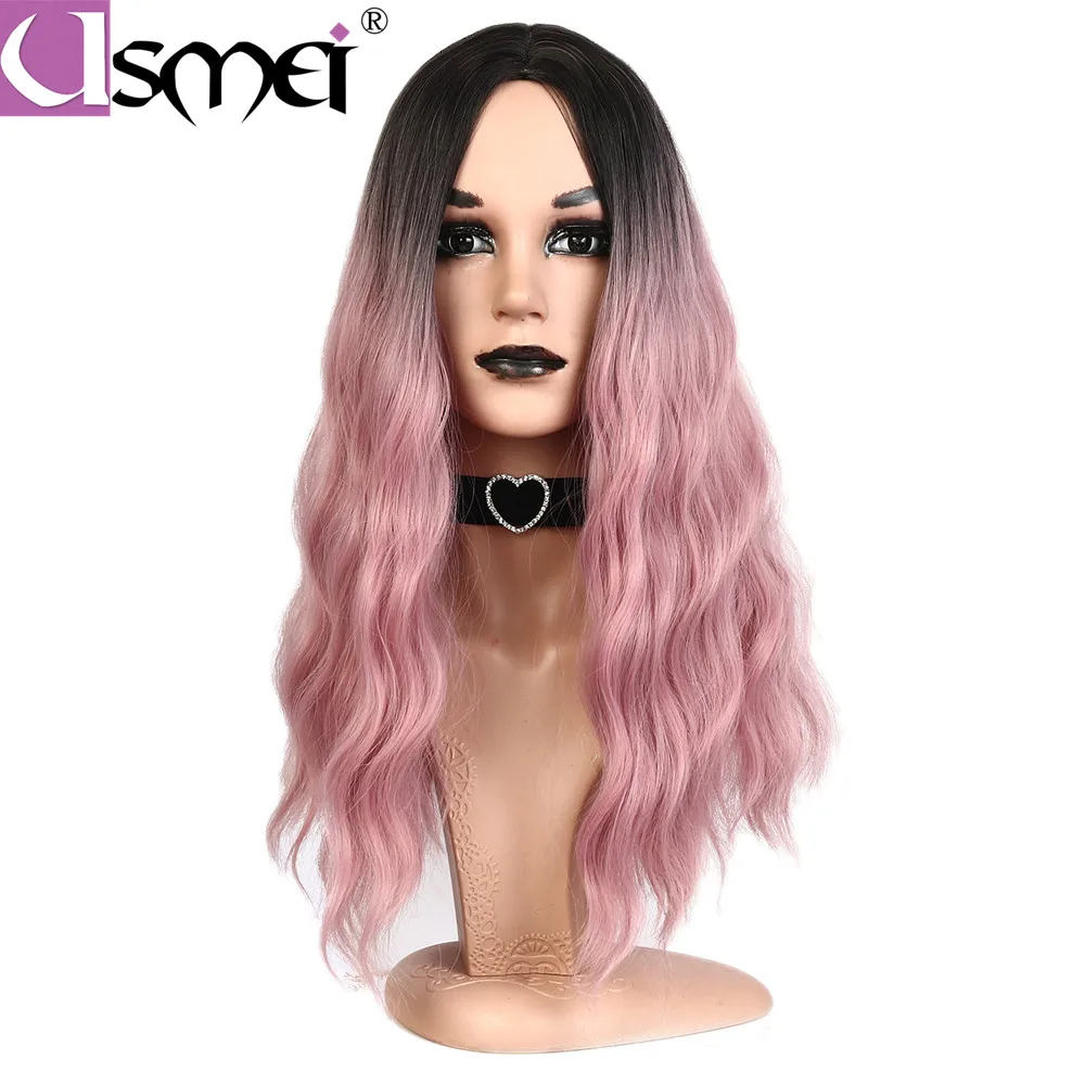 USMEI short shoulder natural wave wigs for women middle part Ombre pink black root synthetic wig for cosplay daily wear hairnet
USMEI short shoulder natural wave wigs for women middle part Ombre pink black root synthetic wig for cosplay daily wear hairnet